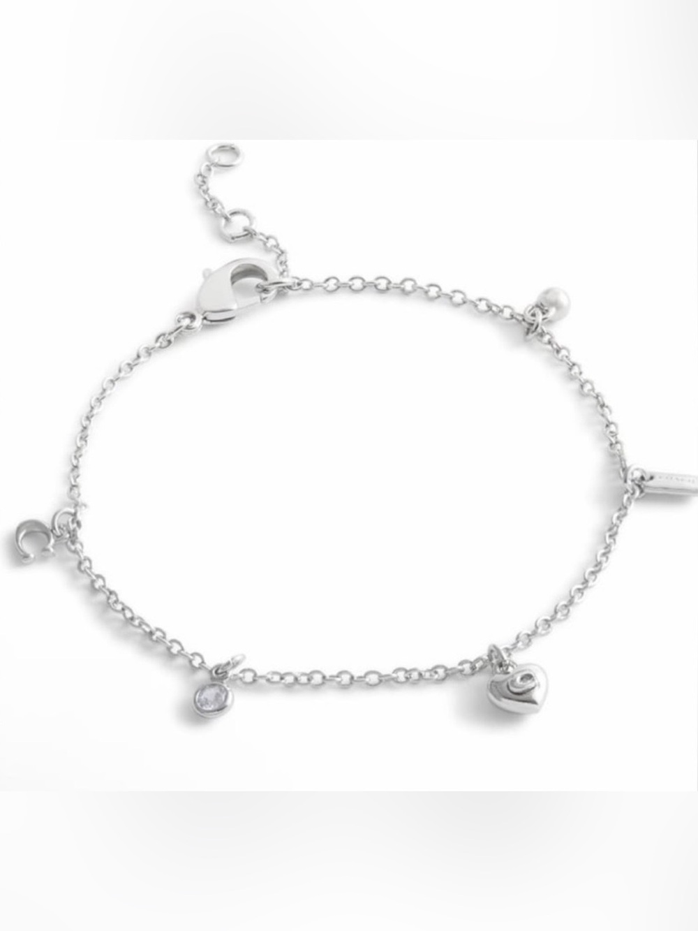 Coach Charm Bracelet Silver NWT & Coach Jewelry Drawstring Protective Dust Bag - Picture 2 of 7